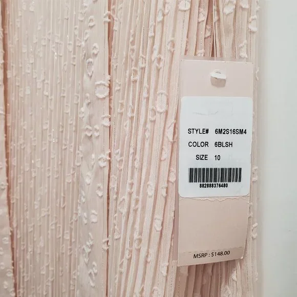 Nanette Lepore Blush Pink Sparkle Chiffon Midi-Length Cocktail Dress NWT - Picture 4 of 15